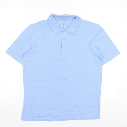 Marks and Spencer Boys Blue Cotton Basic Polo Size 13-14 Years Collared Button