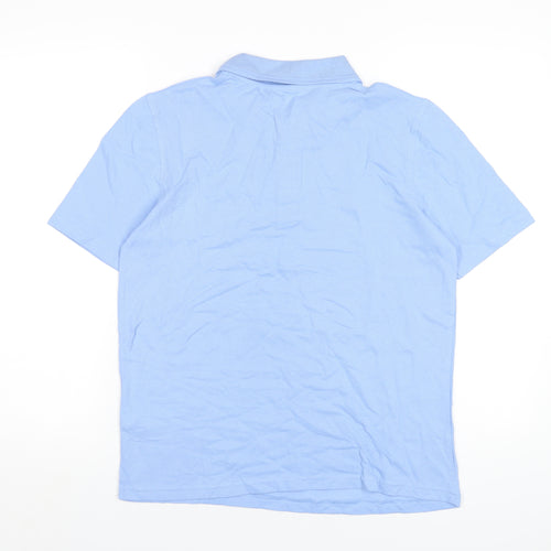 Marks and Spencer Boys Blue Cotton Basic Polo Size 13-14 Years Collared Button