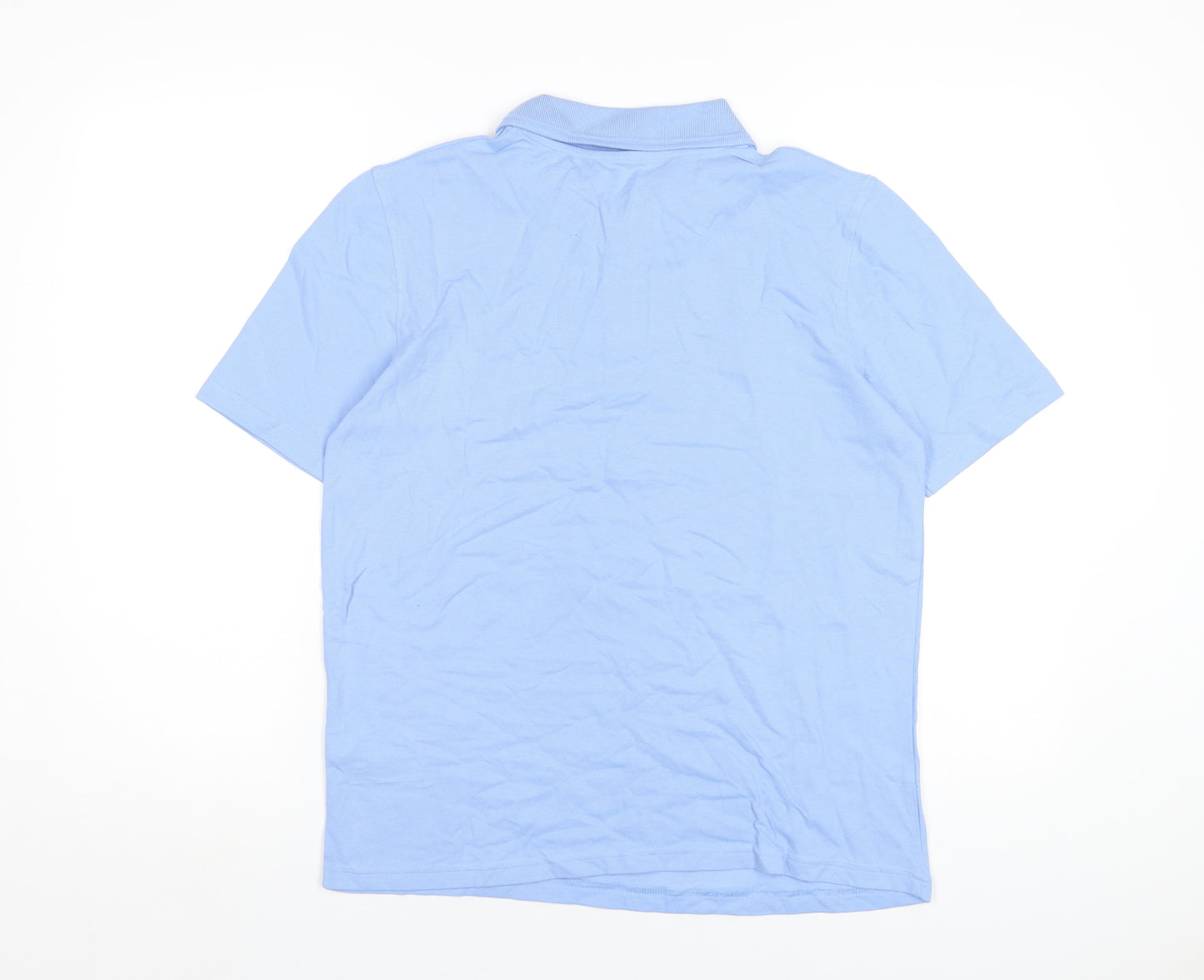Marks and Spencer Boys Blue Cotton Basic Polo Size 13-14 Years Collared Button