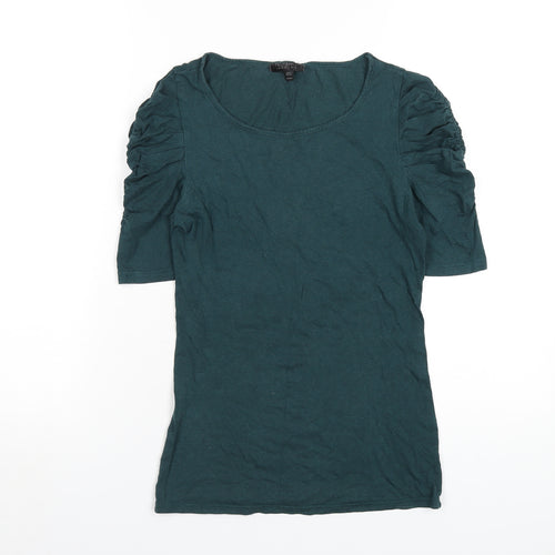 Topshop Womens Green Cotton Basic T-Shirt Size 10 Round Neck