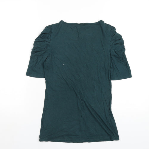 Topshop Womens Green Cotton Basic T-Shirt Size 10 Round Neck