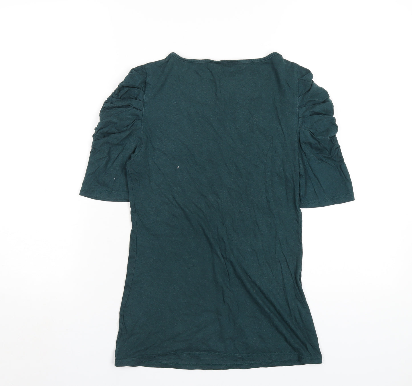 Topshop Womens Green Cotton Basic T-Shirt Size 10 Round Neck