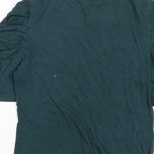 Topshop Womens Green Cotton Basic T-Shirt Size 10 Round Neck