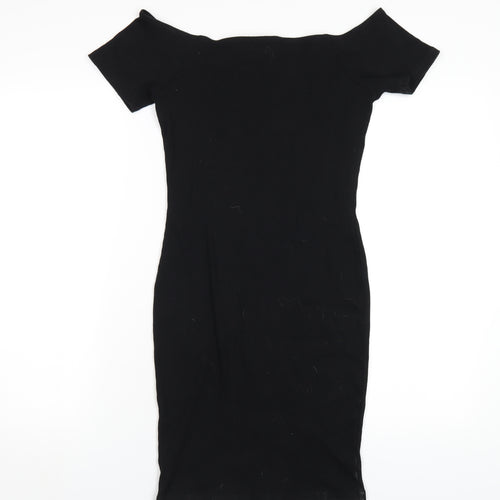 River Island Womens Black Viscose Bodycon Size 12 Off the Shoulder Pullover