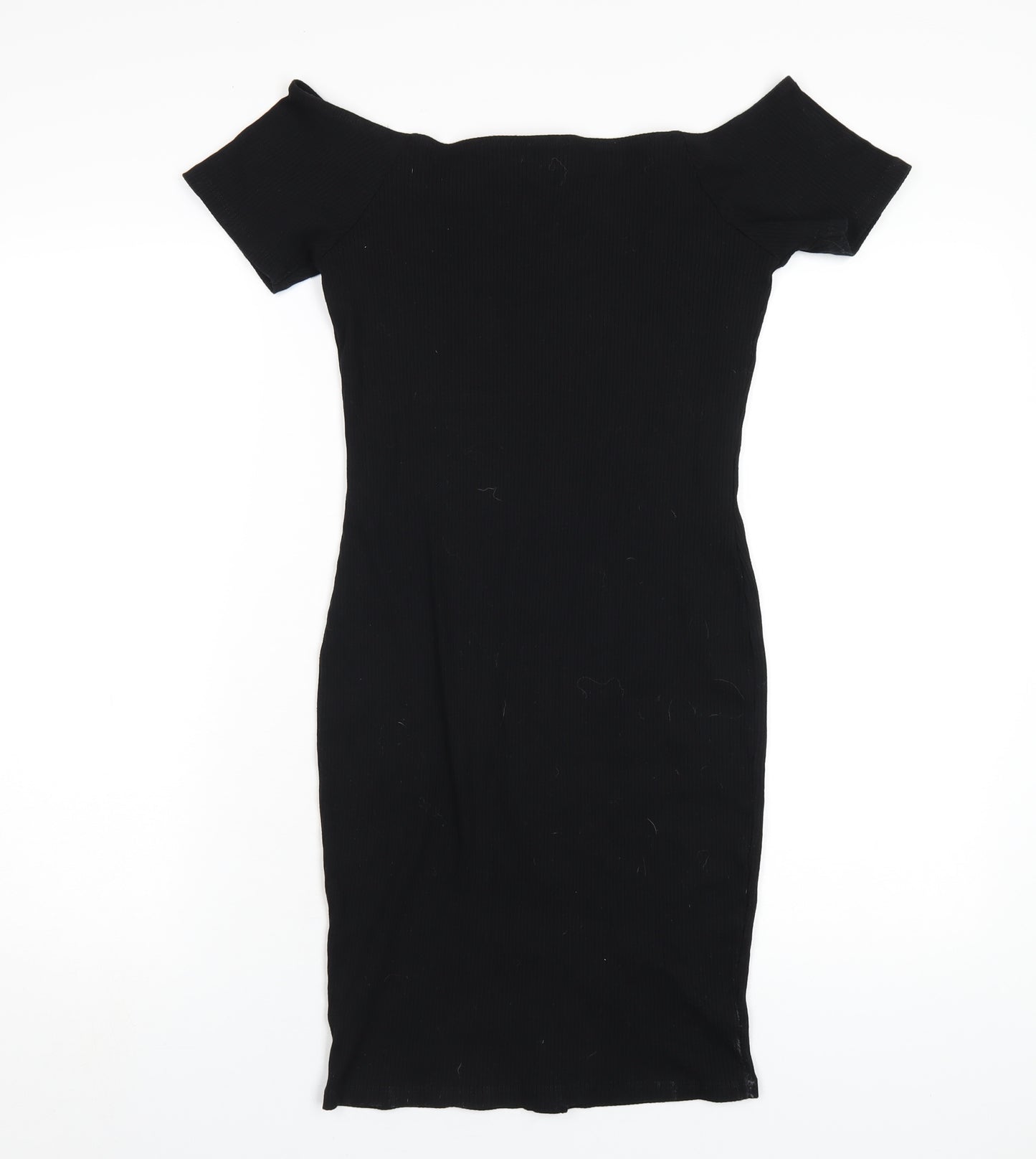 River Island Womens Black Viscose Bodycon Size 12 Off the Shoulder Pullover