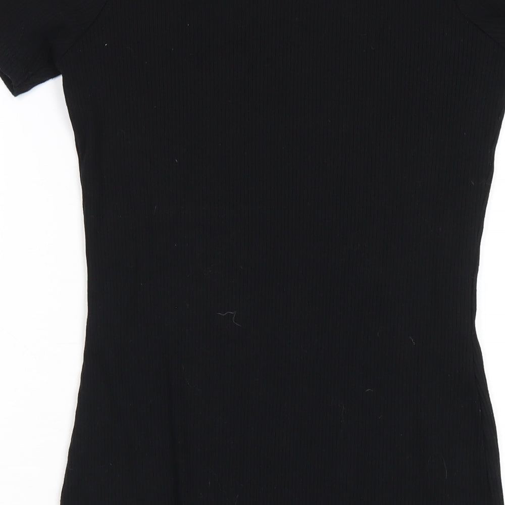 River Island Womens Black Viscose Bodycon Size 12 Off the Shoulder Pullover