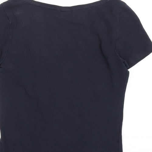 H&M Womens Blue Cotton Basic T-Shirt Size XS V-Neck