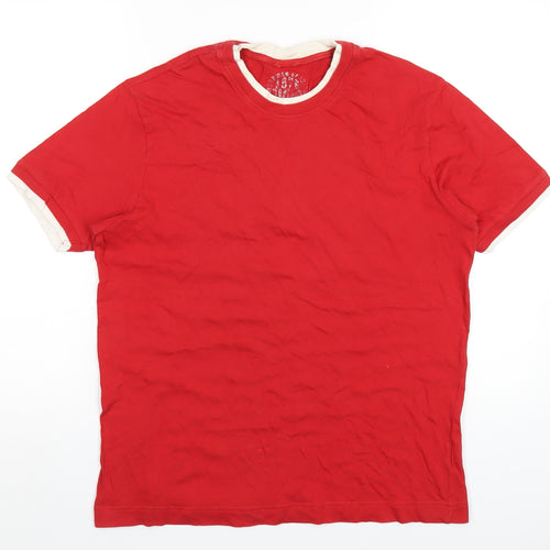 St Bernard Mens Red Cotton T-Shirt Size L Round Neck