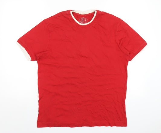 St Bernard Mens Red Cotton T-Shirt Size L Round Neck