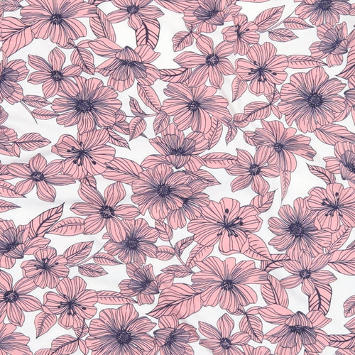 Julipa Womens Pink Floral Polyester Basic T-Shirt Size 18 Round Neck