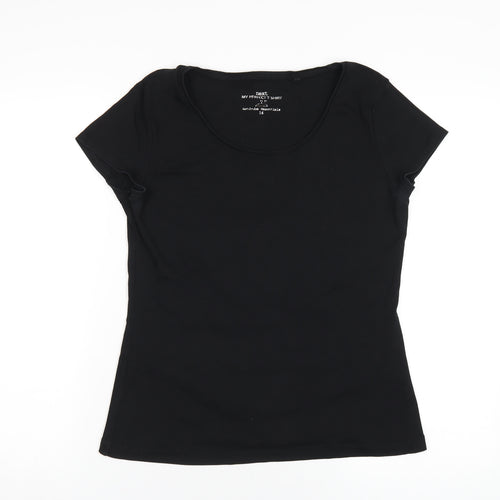 NEXT Womens Black Cotton Basic T-Shirt Size 16 Round Neck