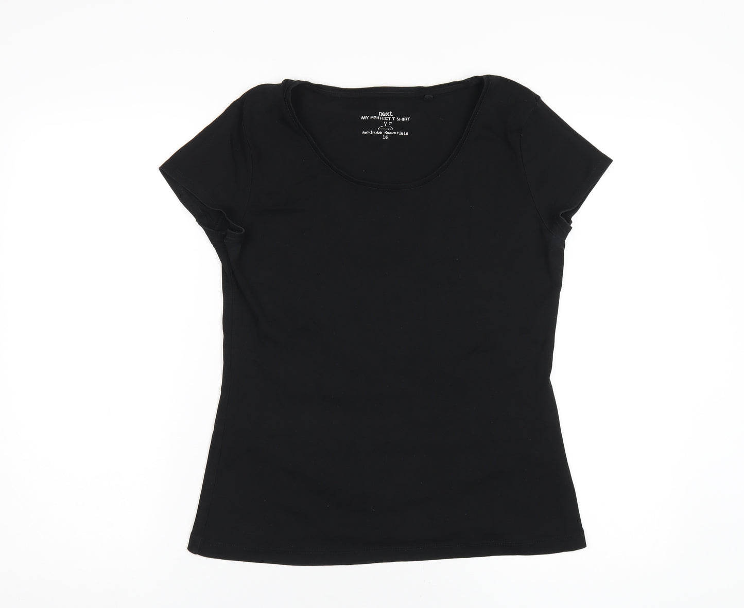 NEXT Womens Black Cotton Basic T-Shirt Size 16 Round Neck