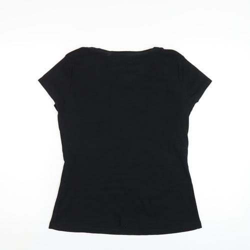 NEXT Womens Black Cotton Basic T-Shirt Size 16 Round Neck