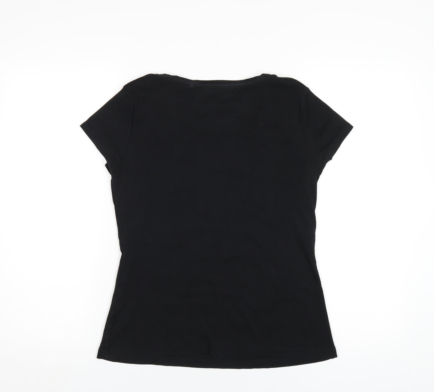 NEXT Womens Black Cotton Basic T-Shirt Size 16 Round Neck