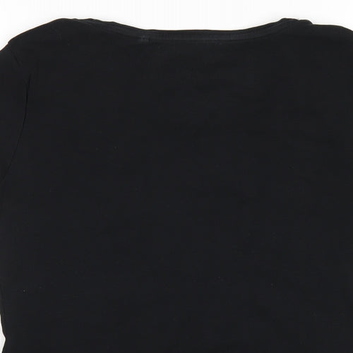 NEXT Womens Black Cotton Basic T-Shirt Size 16 Round Neck