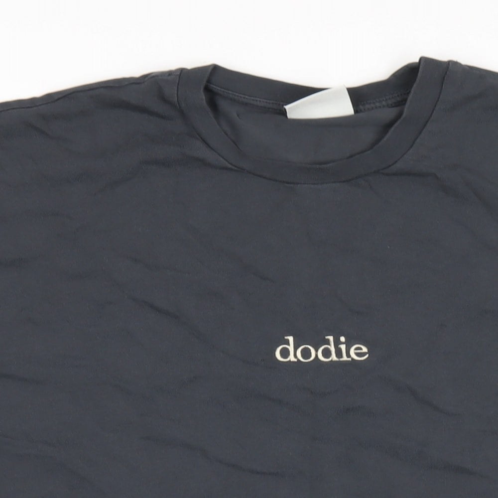 Dodie Womens Grey Cotton Basic T-Shirt Size L Round Neck