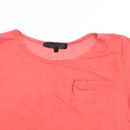 Topshop Womens Red Cotton Basic T-Shirt Size 8 Round Neck