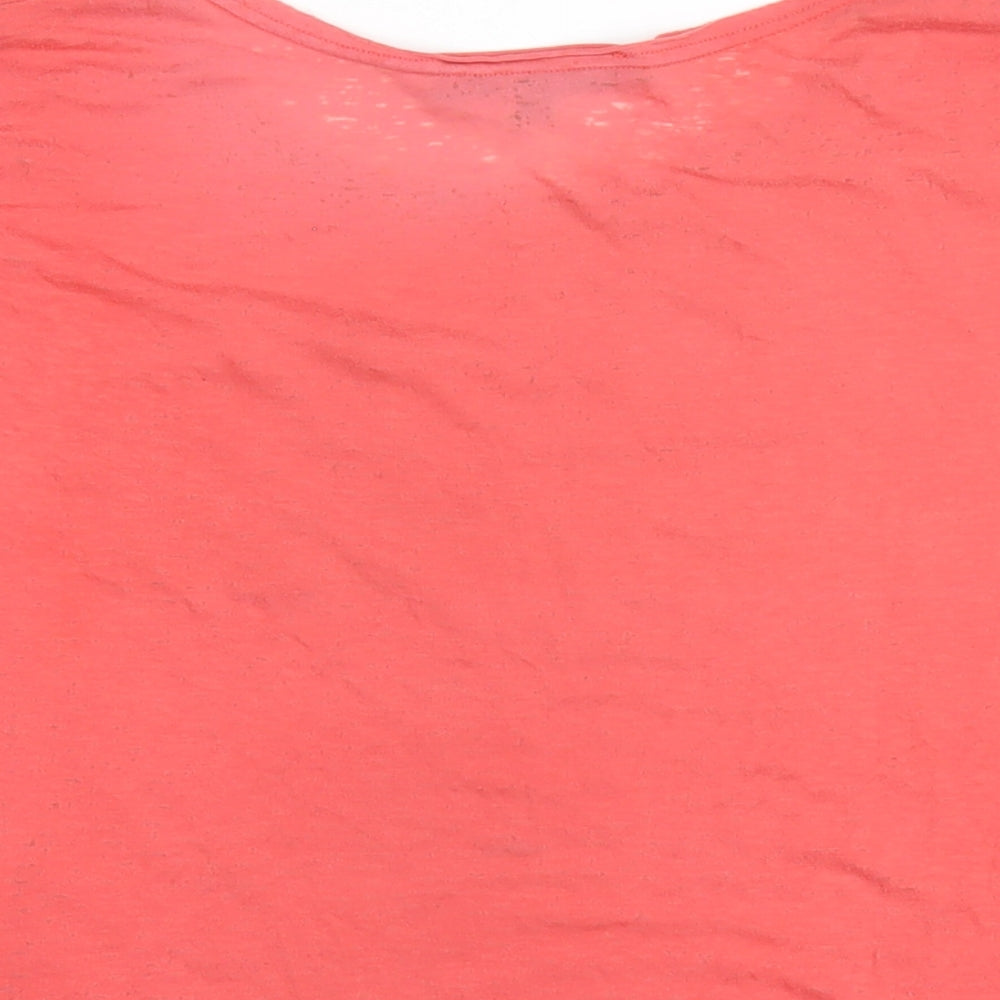 Topshop Womens Red Cotton Basic T-Shirt Size 8 Round Neck