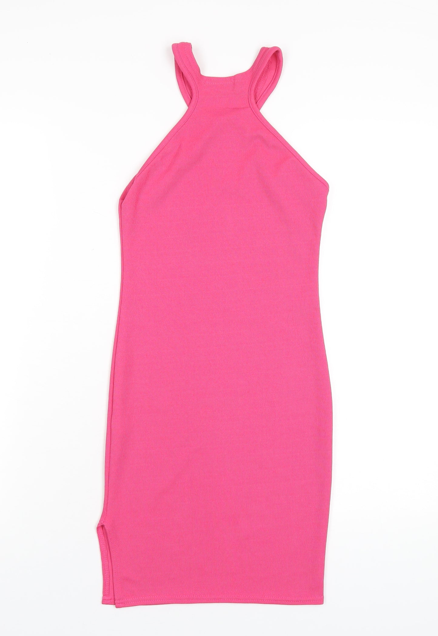 PRETTYLITTLETHING Womens Pink Polyester Bodycon Size 6 Round Neck Pullover