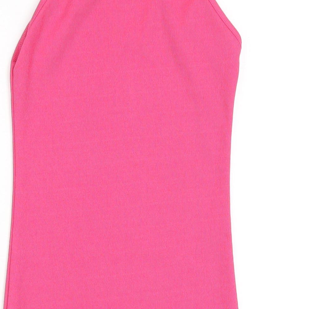 PRETTYLITTLETHING Womens Pink Polyester Bodycon Size 6 Round Neck Pullover