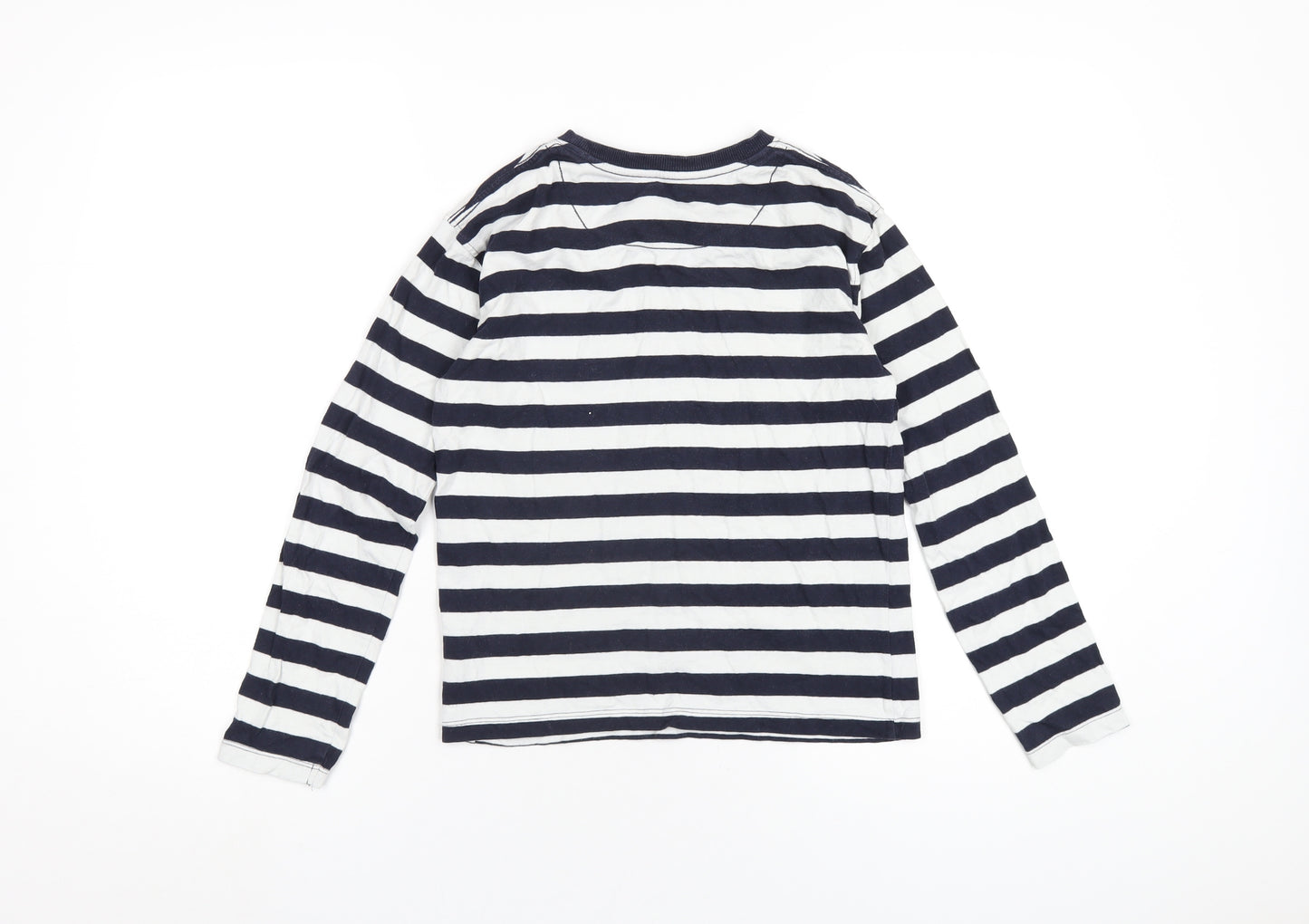 John Lewis Boys Blue Striped Cotton Basic T-Shirt Size 10 Years Round Neck Pullover