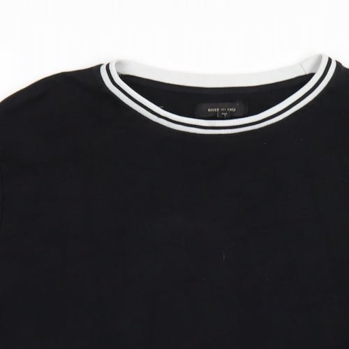 River Island Mens Black Cotton T-Shirt Size L Round Neck