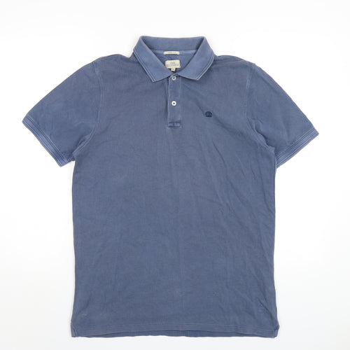 NEXT Mens Blue Cotton Polo Size M Collared Button