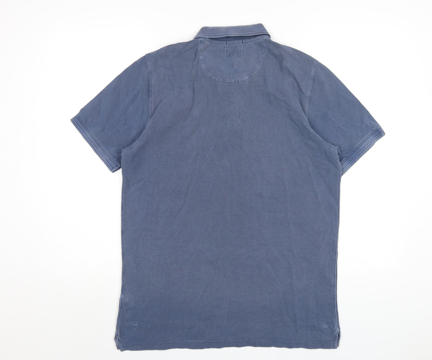 NEXT Mens Blue Cotton Polo Size M Collared Button