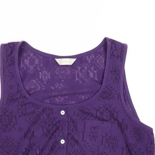 BHS Womens Purple Polyester Basic Tank Size 14 Scoop Neck