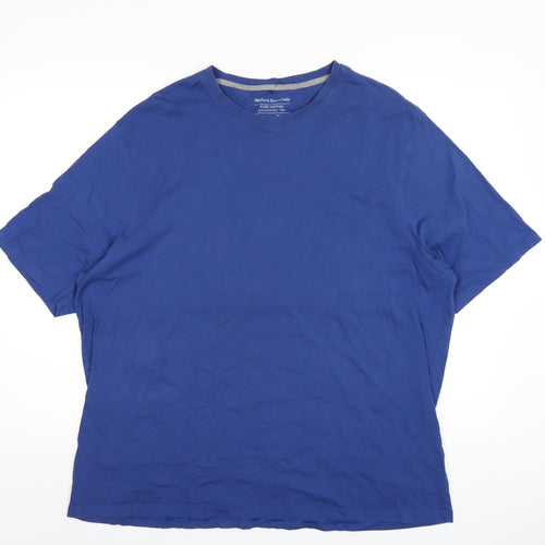 Marks and Spencer Mens Blue Cotton T-Shirt Size 2XL Round Neck