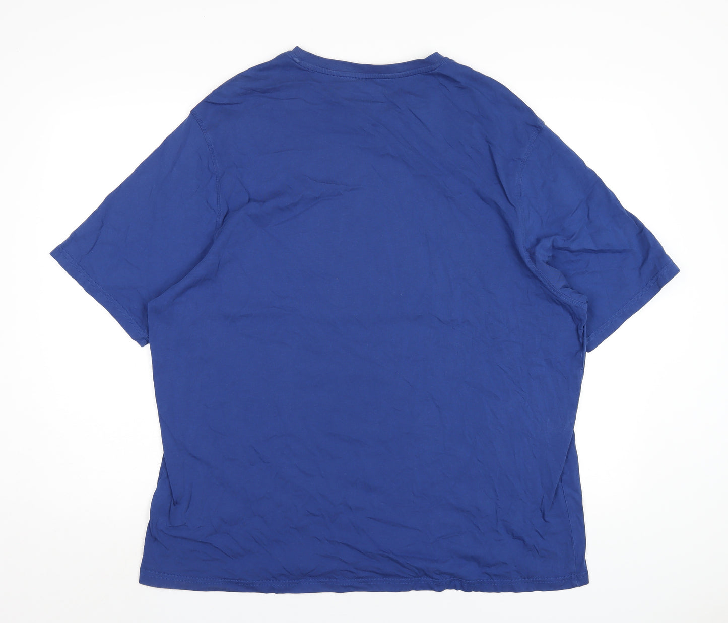 Marks and Spencer Mens Blue Cotton T-Shirt Size 2XL Round Neck