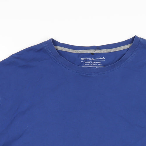 Marks and Spencer Mens Blue Cotton T-Shirt Size 2XL Round Neck