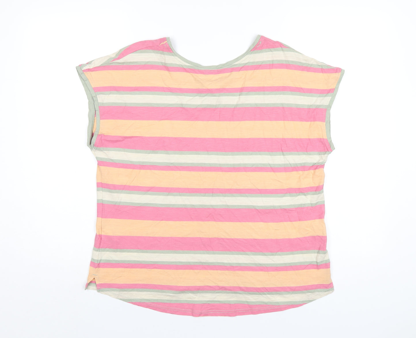 NEXT Womens Multicoloured Striped Cotton Basic T-Shirt Size 12 Round Neck
