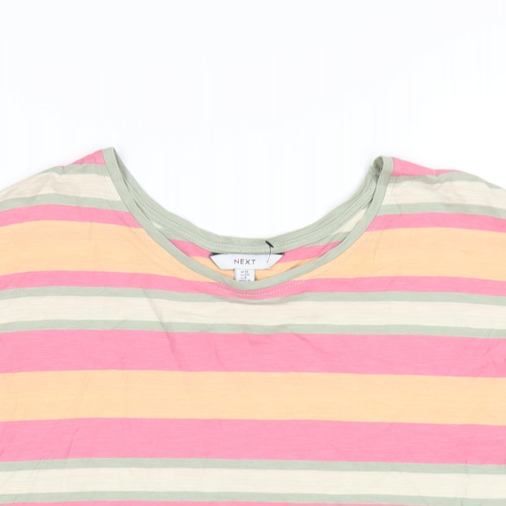 NEXT Womens Multicoloured Striped Cotton Basic T-Shirt Size 12 Round Neck
