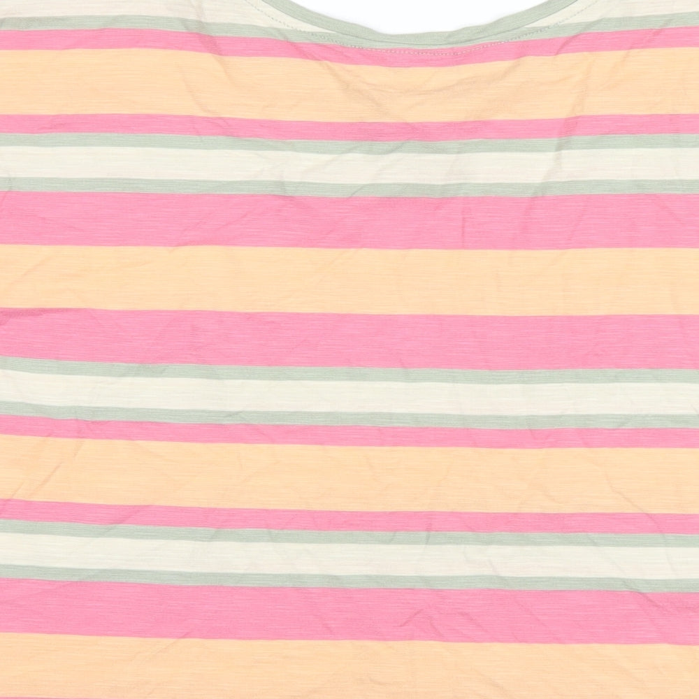 NEXT Womens Multicoloured Striped Cotton Basic T-Shirt Size 12 Round Neck