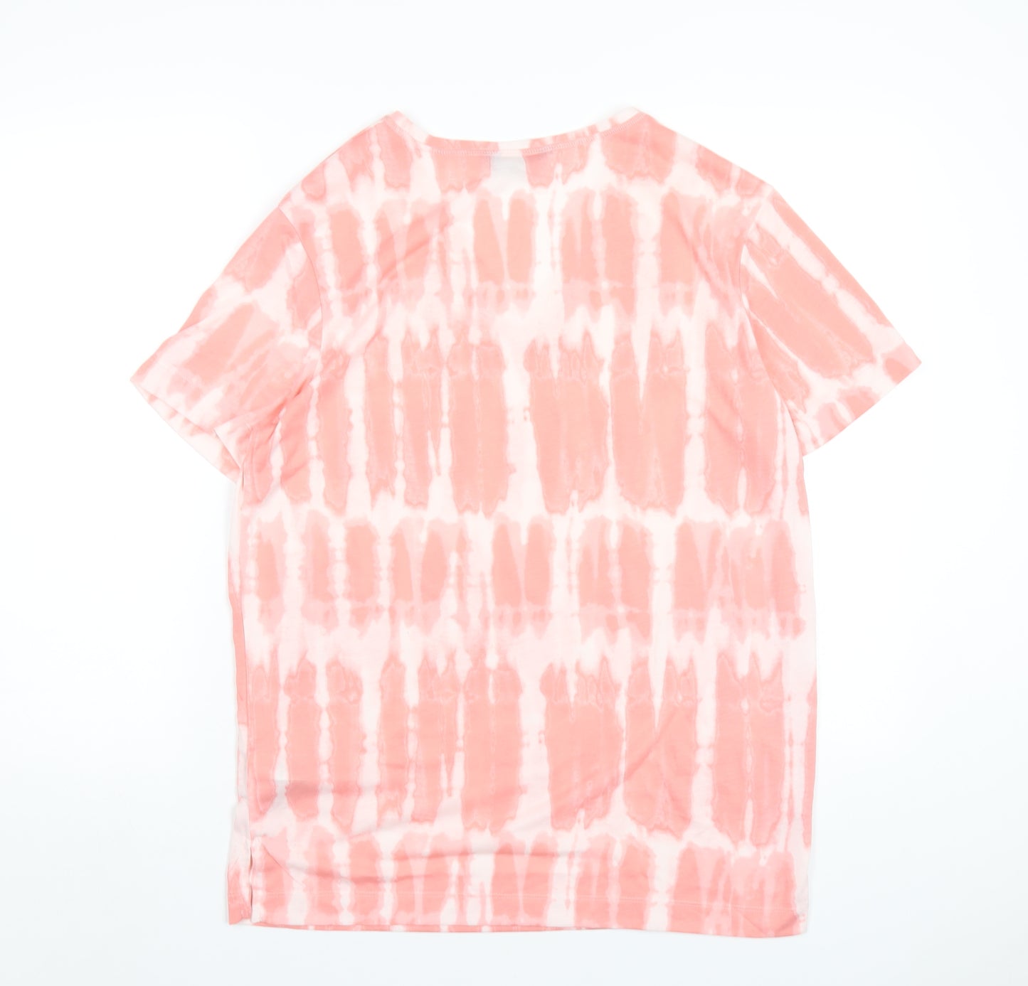 Marks and Spencer Womens Pink Polyester Basic T-Shirt Size 12 V-Neck - Tie Dye