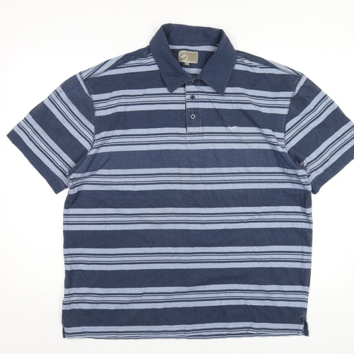 Wolsey Mens Blue Striped Cotton Polo Size L Collared Button