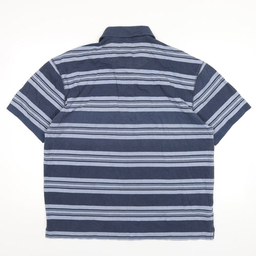 Wolsey Mens Blue Striped Cotton Polo Size L Collared Button