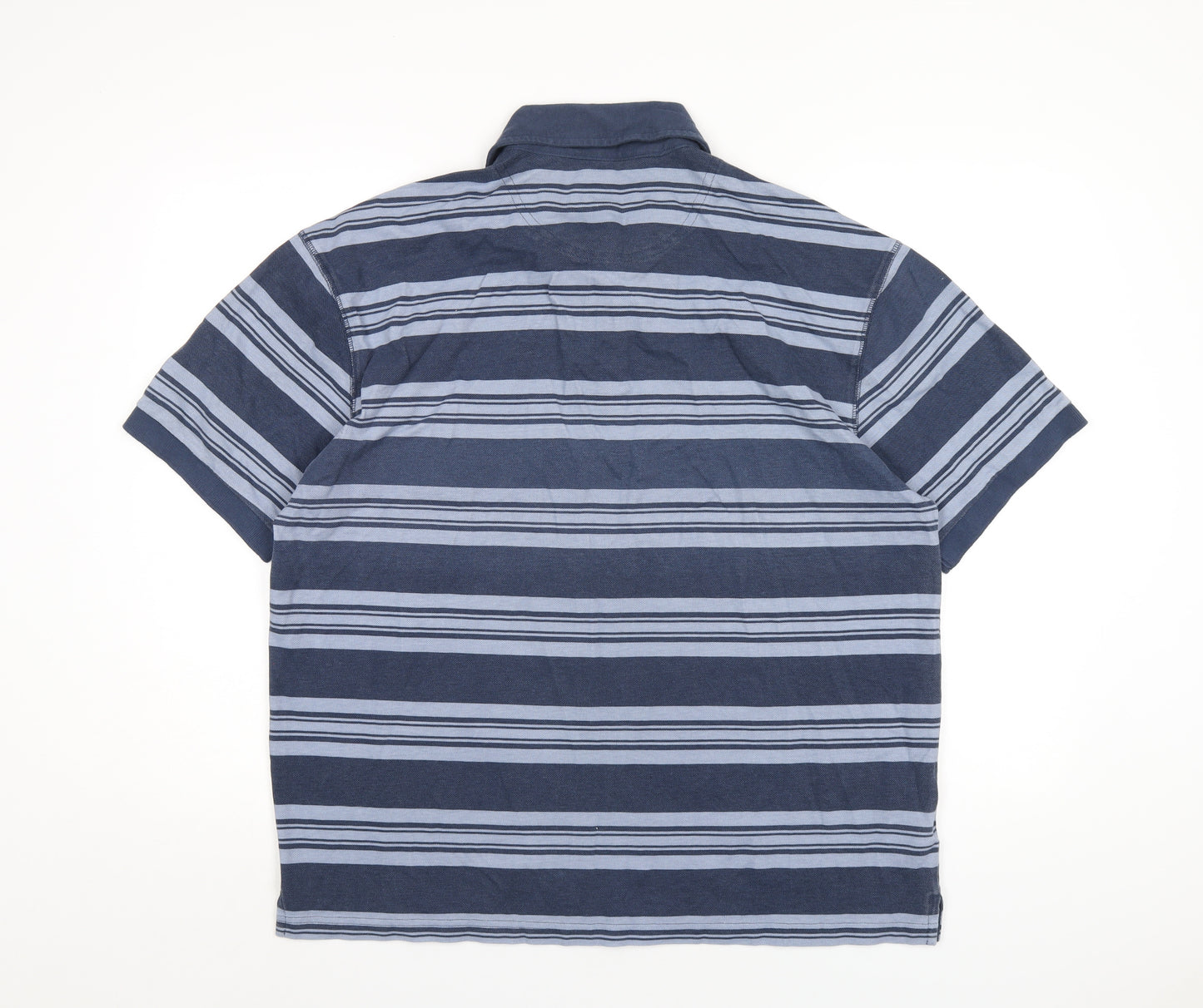 Wolsey Mens Blue Striped Cotton Polo Size L Collared Button