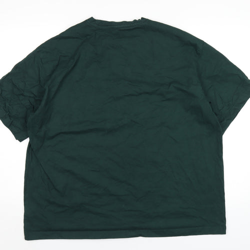 H&M Mens Green Cotton T-Shirt Size 2XL Round Neck