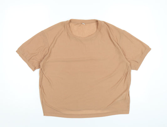 Uniqlo Womens Beige Polyester Basic T-Shirt Size M Round Neck