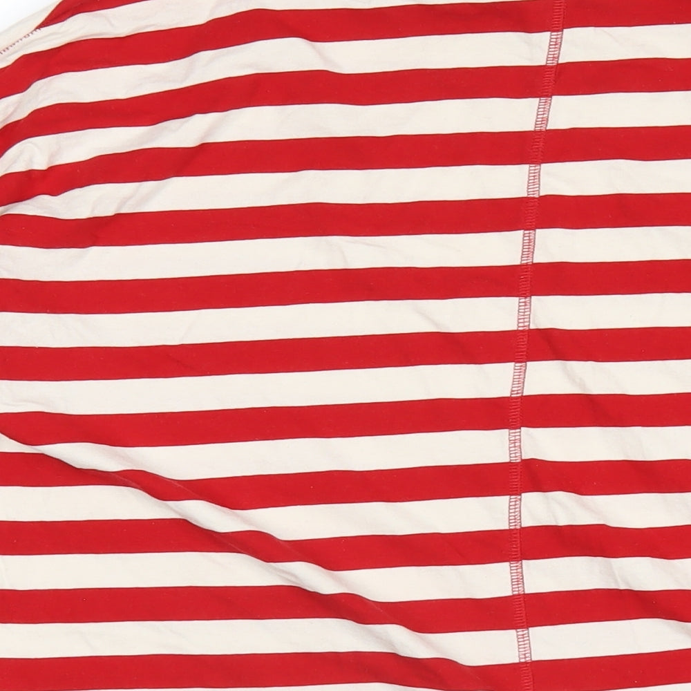 NEXT Womens Red Striped Cotton Basic T-Shirt Size 8 Round Neck