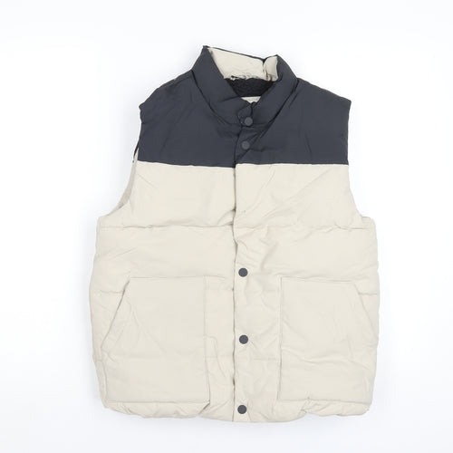 Marks and Spencer Boys Beige Quilted Waistcoat Size 11-12 Years Snap