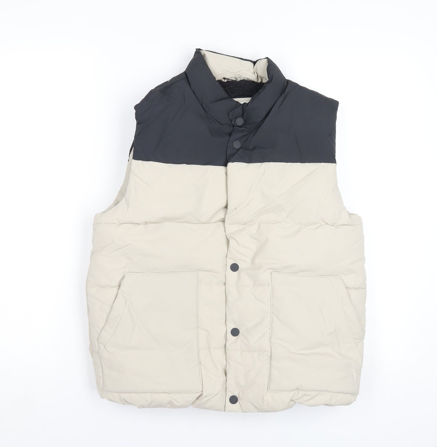 Marks and Spencer Boys Beige Quilted Waistcoat Size 11-12 Years Snap
