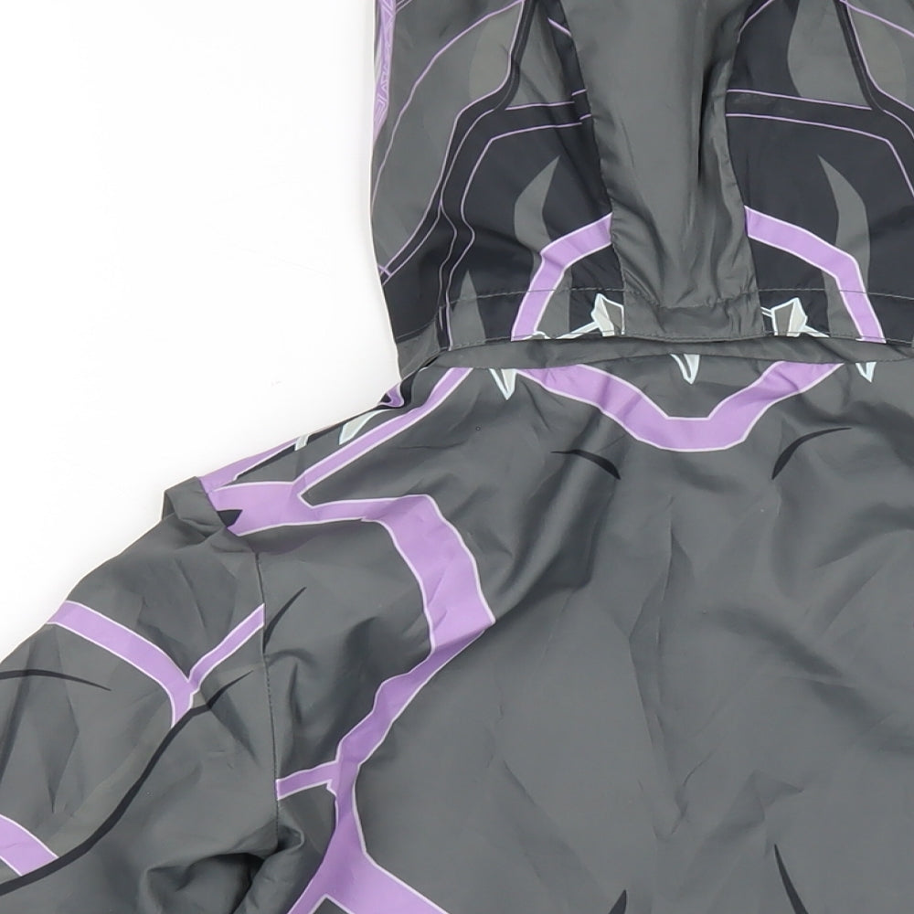 Marvel Boys Grey Geometric Rain Coat Coat Size 6-7 Years Zip - Black Panther