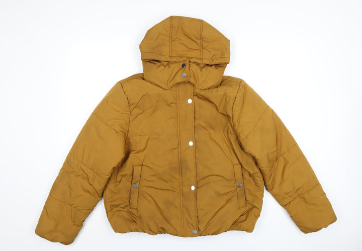 Marks and Spencer Womens Yellow Puffer Jacket Coat Size 14 Zip