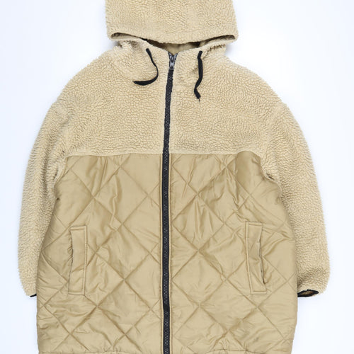 ASOS Womens Beige Quilted Coat Size 16 Zip