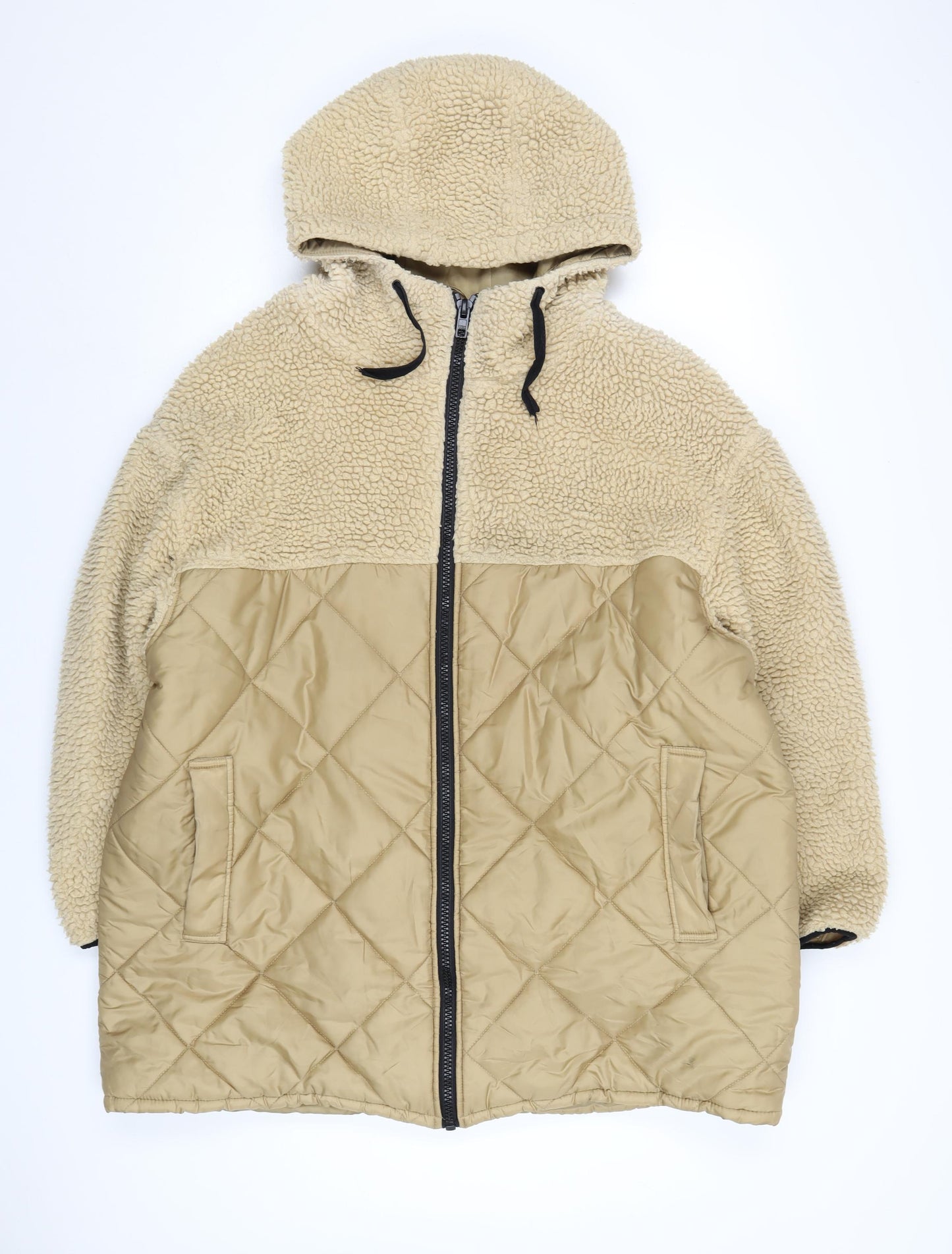 ASOS Womens Beige Quilted Coat Size 16 Zip