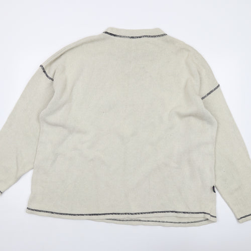 Kickers Mens Beige Round Neck Cotton Pullover Jumper Size XL Long Sleeve