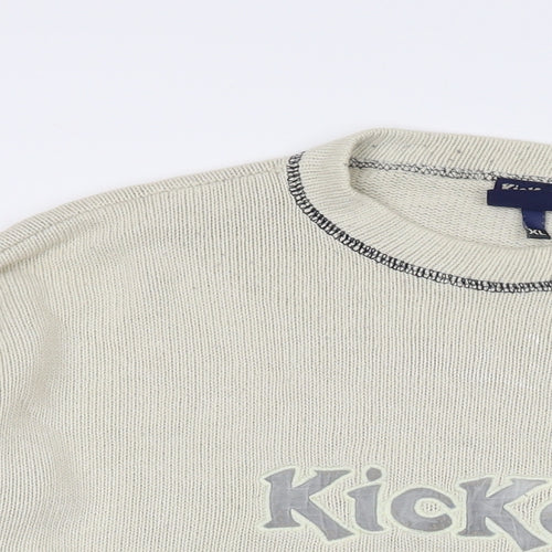 Kickers Mens Beige Round Neck Cotton Pullover Jumper Size XL Long Sleeve